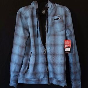 NEW Zoic Crux Hoodie. Blue Square Plaid.